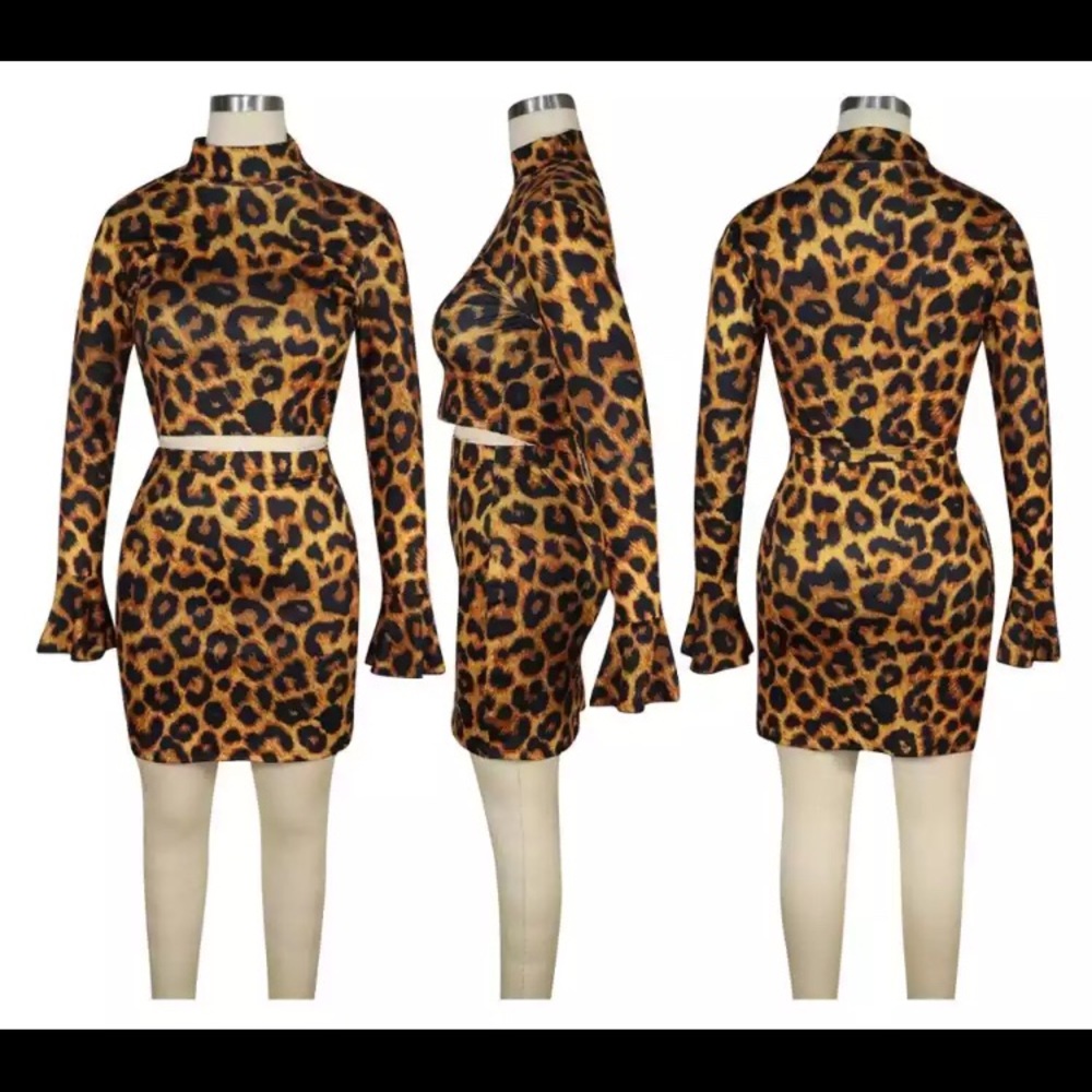 Leopard print two piece set